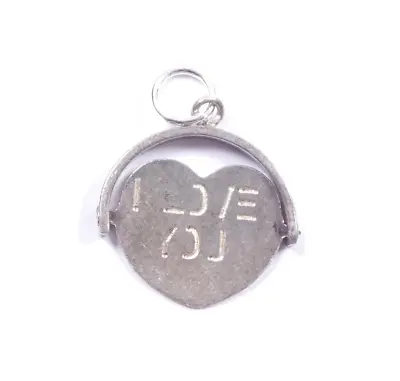 Vintage I Love You Spinner Charm Heart Shaped 925 Sterling Silver 0.8g • £19.99
