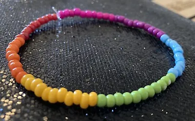 £3.10 • Buy Boho Hippie Yoga Rainbow Multi Colour Beaded Stretchy Ankle Bracelet Anklet