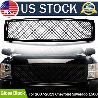 For 2007-2013 Chevy Silverado 1500 New Glossy Black Front Hood Mesh Grill Grille • $84.85