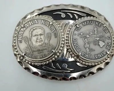 HAWAII Vintage Hawaiian Coin  Belt Buckle: Kanaka Kala Medals Token W/COA Mint! • $185.88