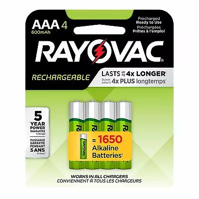 Rayovac Rechargeable 600mAh NiMH AAA Batteries 4 Pack • $11.99