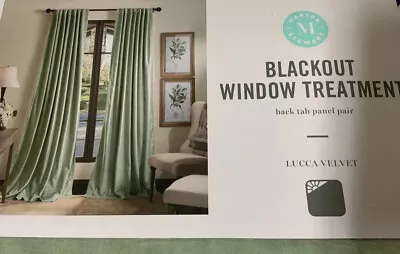 🌠 MARTHA STEWART Lucca Velvet Blackout BackTab Curtain 2 Panel 84 X52” 🆕 • $74.99