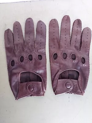 Vintage New Old Stock Bergdorf Goodman Mens Brown Leather Driving Gloves • $85