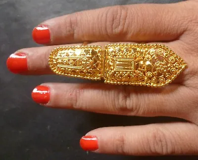 Indian Gold Plated Party Traditional Golden Adjustable Finger Ring Set • $25.30