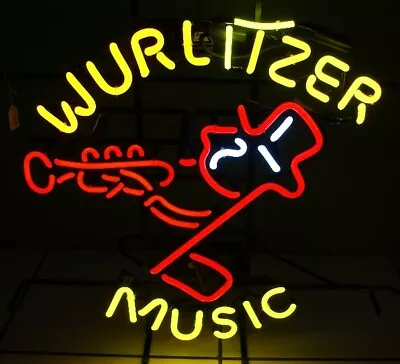 Wurlitzer Music Trumpet 17 X14  Neon Light Lamp Sign Display Open Wall Decor • $122.49