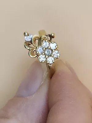 10k Yellow Gold With Cz Vintage Spin Ring Size 3 Pinky Ring Flower Estate • $165