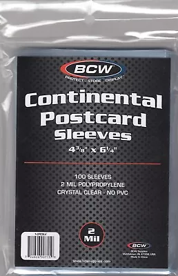 £7.75 • Buy 100 BCW Sleeves 4 3/8  X 6 1/4  Crystal Clear Modern/Continental Postcard Photo