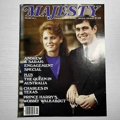 Majesty Magazine Volume 7 No 1 May 1986 Fergie Prince Andrew • $5.21