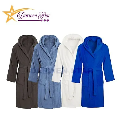 100% Luxury Egyptian Cotton Terry Towel Bath Robe Hooded Towelling Dressing Gown • £19.99