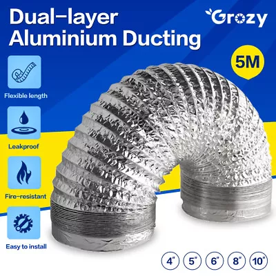 4 /5 /6 /8 /10  Dual Layers Aluminum Ducting Kitchen HVAC Ventilation Fan Duct • $25.60