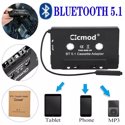 Bluetooth 5.1 Audio Stereo Car Cassette Tape Adapter For IPhone Android MP3 CD • $12.08
