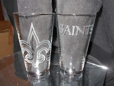 $14.99 • Buy NEW ORLEANS SAINTS ETCHED LOGO (2) PINT 16 Oz GLASSES MULTIPLE LOGOS NEW