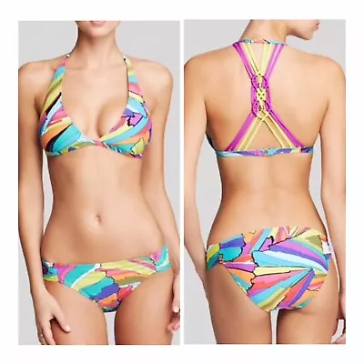 NWT Trina Turk Viva La Vida Sz 12 Halter Bikini Set W/ Sz 10 Shirred Bottom • $148