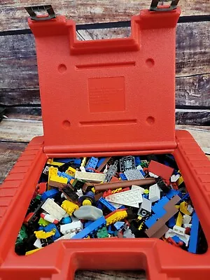 LEGO Bricks In A Vintage 1985 Red Carrying Case / Storage Case Carry Handle Box • $39.99