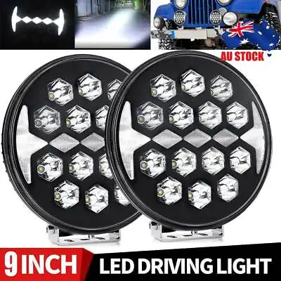 Pair 9inch 300W Round LED Driving Lights Spot Work Spotlights 4x4 Offroad SUV AU • $237.48