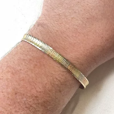 Vintage 14kt Italy Tri Color Gold Diamond Cut Omega Bracelet 7  13g • $689.95