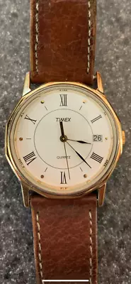 Vintage Rare Timex Watch 28mm Roman Numerals With Date • $17.99