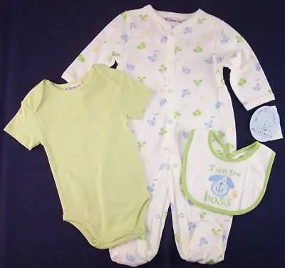 NWT Vitamins Infant Boys 3 Pc I Am The Boss Dog Puppy Layette Set 3-6 Mos. • $11.03