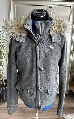 Vintage 90s Y2K Abercrombie & Fitch Faux Fur Hoodie Lined Jacket Size L • $85