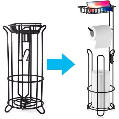 Multi-Functional Toilet Roll Tissue Holder Stand Bathroom Free Standing Storage • $39.61