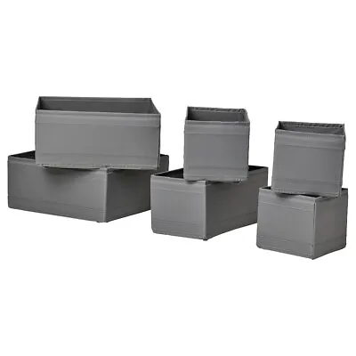 New Ikea Skubb Storage Set Of 6 Boxes Color Dark Grey Drawer Organiser Wardrobe  • £13.88