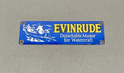 Vintage 14” Evinrude Motor Boat Fish Porcelain Sign Car Gas Oil Truck Automobile • $89.99