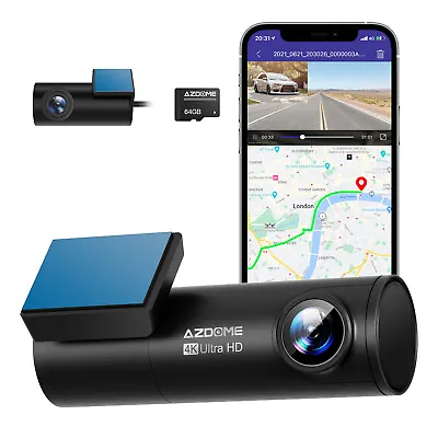 $119.99 • Buy AZDOME WIFI GPS 4K Dual Dash Cam Front And Rear Night Vision Car Camera