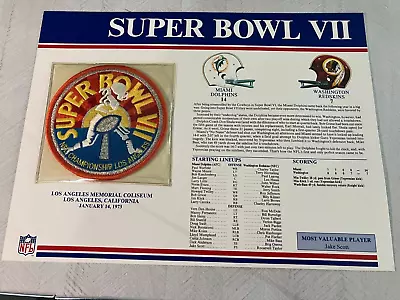 SUPER BOWL 7  1973 Dolphins Redskins Willabee Ward OFFICIAL SB VII NFL PATCH • $9.95