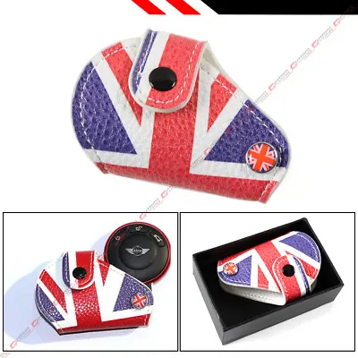 For 2008-18 Mini Cooper Blue Red Union Jack Uk Flag Leather Key Fob Holder Pouch • $9.99