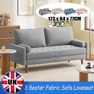 Modern Linen Fabric Sofa Bed 3 Seater Home Room Recliner Couch Sofa Comfortable • £179.90