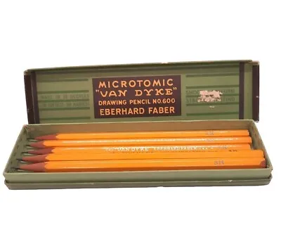 Vintage Eberhard Faber Microtomic Van Dyke #600 Wooden Drawing Pencils Lot Of 8 • $34.50