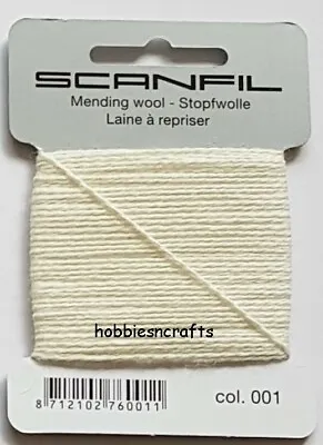 BRIDAL WHITE Scanfil Darning & Mending Thread 55% Wool 45% Nylon 15 Metres • £2.05
