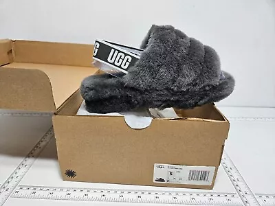 UGG Fluff Yeah Slide Women's Thick Sole Slippers Size 5 Gray • $38.49