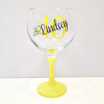 £11.99 • Buy Personalised Birthday Glitter Gin Glass Milestone 18th 21st 30th 40th 50th 60th