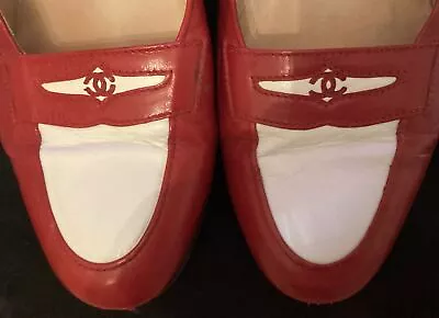 VINTAGE CHANEL Red Ballerina Flats Shoes UK 5/38 • £189.99