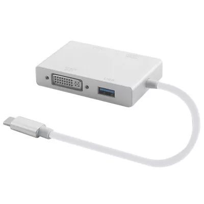 $26.99 • Buy USB-C Type C To HDMI DVI 4K VGA Multiport Adapter Convert With USB 3.0 Plug&Play