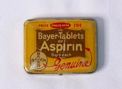 Vintage Bayer Aspirin Metal Tin 12 Tablet Genuine Advertising Medicine Rare Old • $5.99