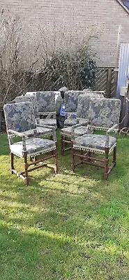 £99 • Buy 6 X Vintage Upholstered Dining Chairs (french Style?) 2 Carvers + 4 Chairs