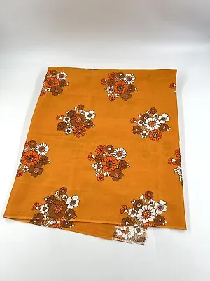 Vintage 1950’s 1960’s Mid Century Modern Floral Orange Burst Fabric Hippy 54x59 • $49.99