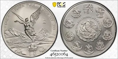 2000 Mo Mexico Onza Libertad .999 Silver PCGS MS69 • $250