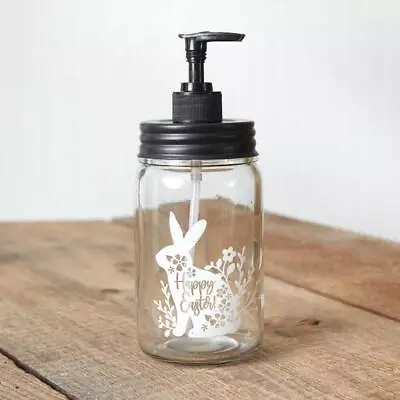 Happy Easter Glass Soap Dispenser  - Rabbit Bunny - One Pint • $37.99