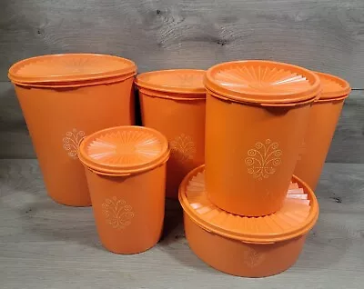 Vintage Tupperware Nesting Canisters Orange Set Of 6 With Lids (12pcs Total) • $68.99