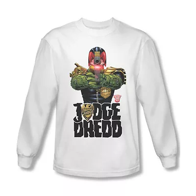 Judge Dredd T-shirt Adult Regular Fit 100% White Cotton Long Sleeve Tee JD102 • $27.99