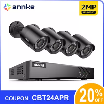 ANNKE 4 Camera 8 Channel DVR 1080P CCTV Security System Motion Detection Alert • $159.99