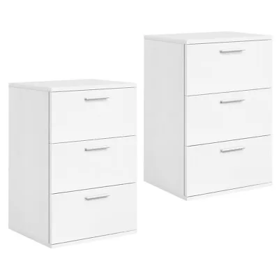 2PCS Bedside Table Nightstand Storage Chest File Cabinet For Living Room/Office • £78.99