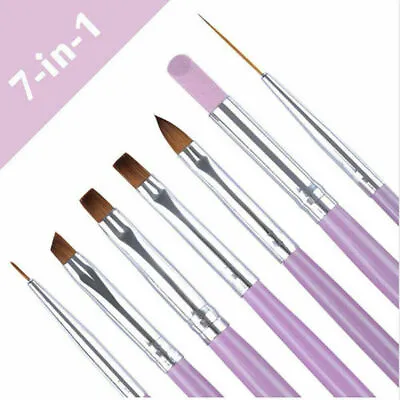 7Pcs Set Acrylic Nail Art Pen Tips UV Builder Gel Painting Brush Manicure Tool • $6.59