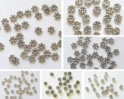 £2.19 • Buy Metal Antique Silver Daisy Flower, Flower Spacer Beads, Choose Style
