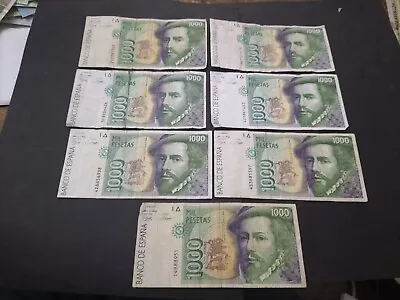 Spain 1000 Pesetas (1992) 7 Banknotes • £14.44