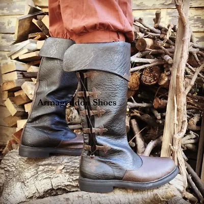 Black Brown Renaissance Faire Gentry Noblemen Historical Mens Costume Boots • $92.95