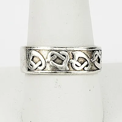 Vintage Sterling Silver 925 Celtic Love Knot Band Size 10.25 Signed WJO • $69.99